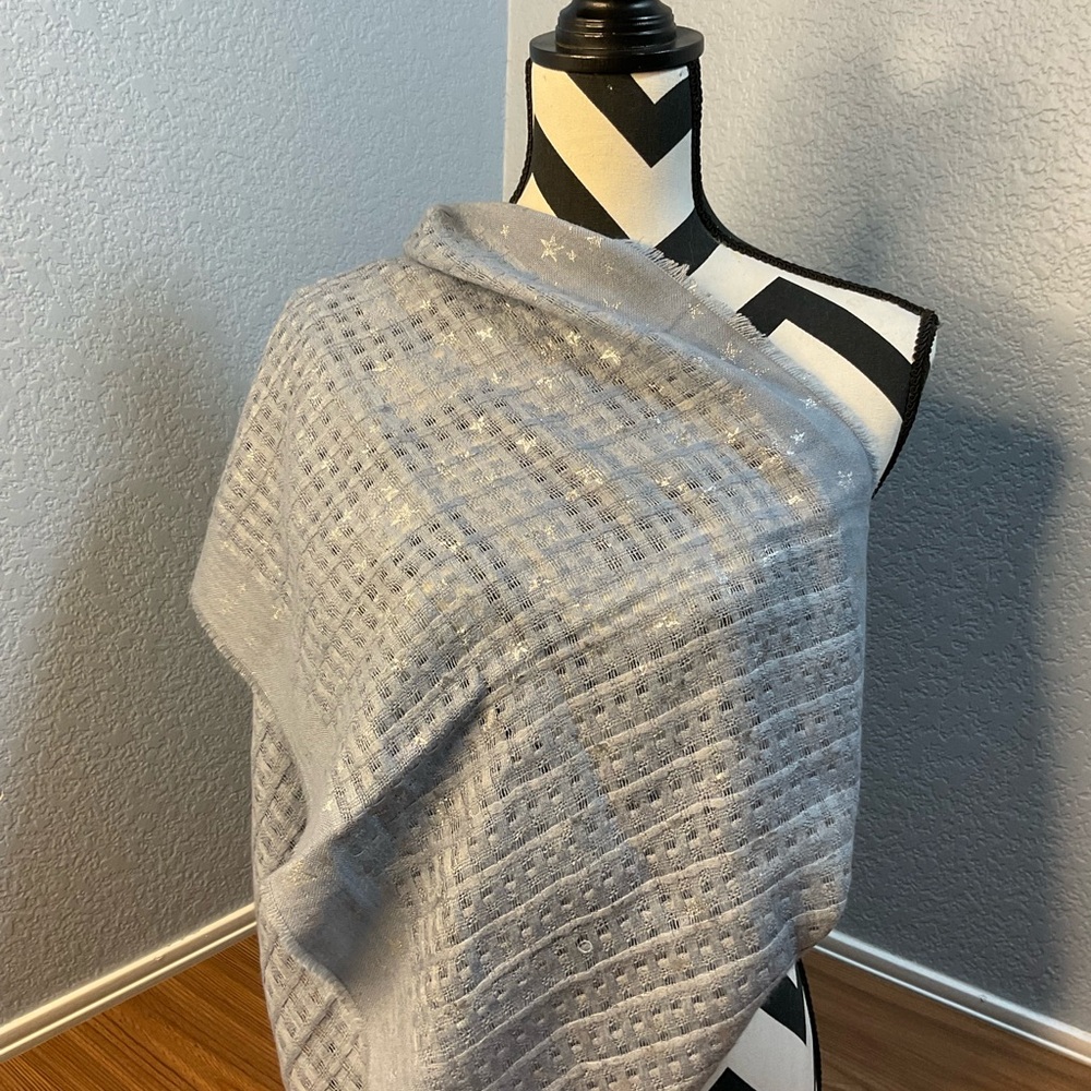 Light Sky Blue Star Patterned Infinity Scarf With… - image 3